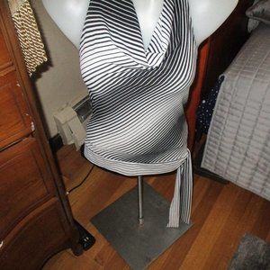 black and white halter top cowl neck  One love